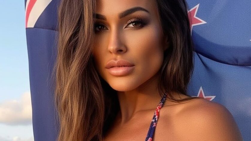 aubrey black in front of australian flag