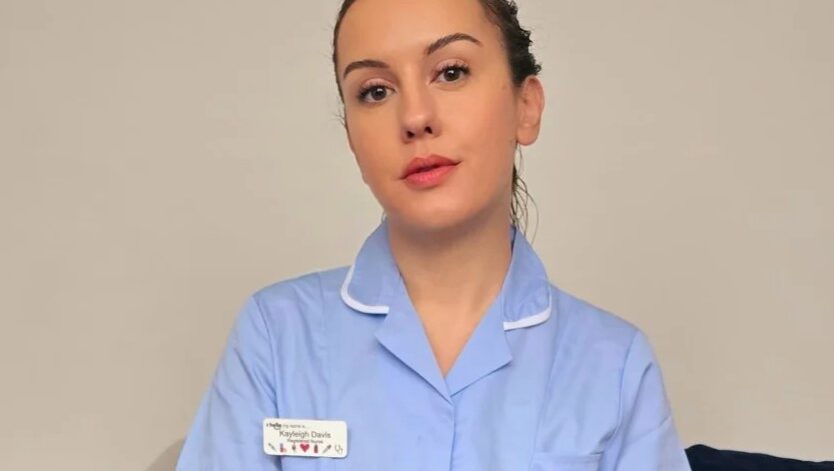 Kayleigh Davis wearing a nurse uniform